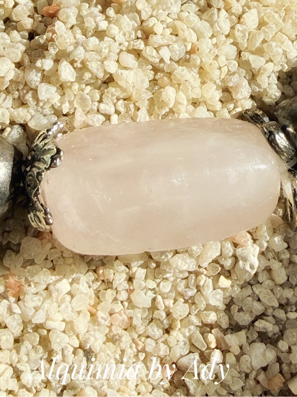 White Howlite 8 mm beaded bracelet and pink quartz - Picture 2 of 6